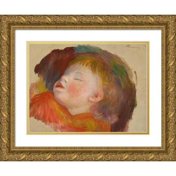 Pierre-Auguste Renoir 24x19 Gold Ornate Framed and Double Matted Museum Art Print Titled - Sleeping Child (circa 1895)