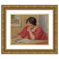 thumbnail image 1 of Pierre-Auguste Renoir 24x20 Gold Ornate Framed and Double Matted Museum Art Print Titled - Leontine Reading, 1 of 4