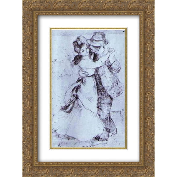 Pierre Auguste Renoir 2x Matted 18x24 Gold Ornate Framed Art Print 'Country Dance'