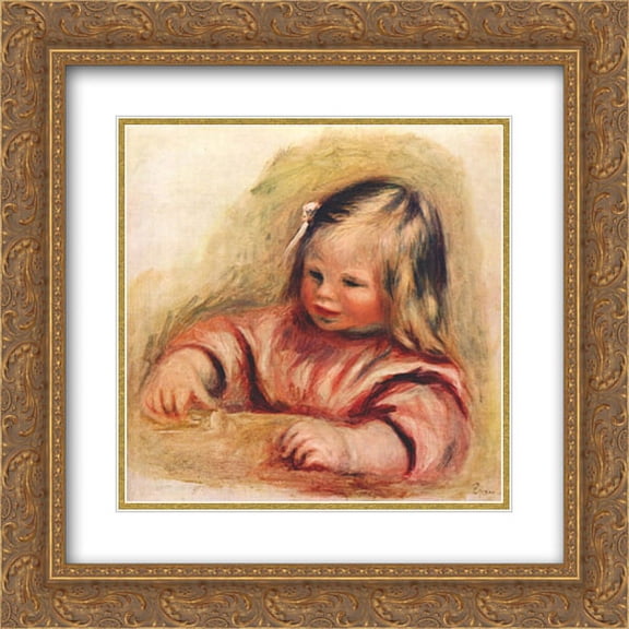Pierre Auguste Renoir 2x Matted 20x20 Gold Ornate Framed Art Print 'Coco'