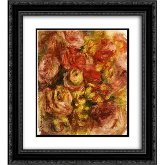 Pierre Auguste Renoir 2x Matted 20x22 Black Ornate Framed Art Print 'Study of Flowers'
