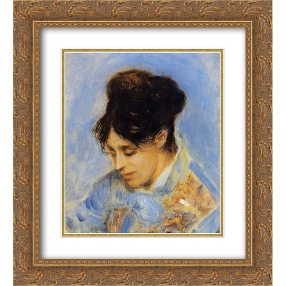 Pierre Auguste Renoir 2x Matted 20x22 Gold Ornate Framed Art Print 'Portrait of Madame Claude Monet'