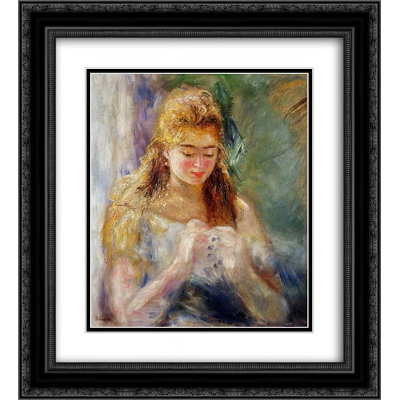 Pierre Auguste Renoir 2x Matted 20x24 Black Ornate Framed Art Print 'A Needlewoman'