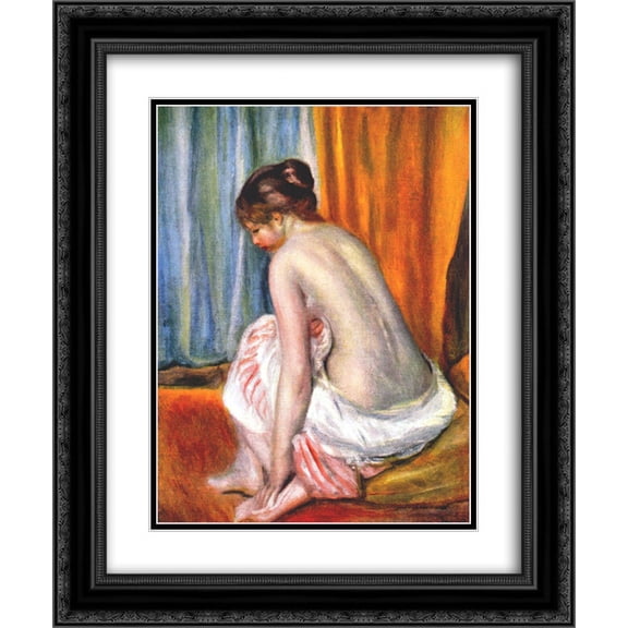 Pierre Auguste Renoir 2x Matted 20x24 Black Ornate Framed Art Print 'Back view of a bather'
