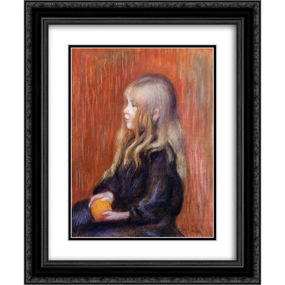 Pierre Auguste Renoir 2x Matted 20x24 Black Ornate Framed Art Print 'Coco Holding a Orange'