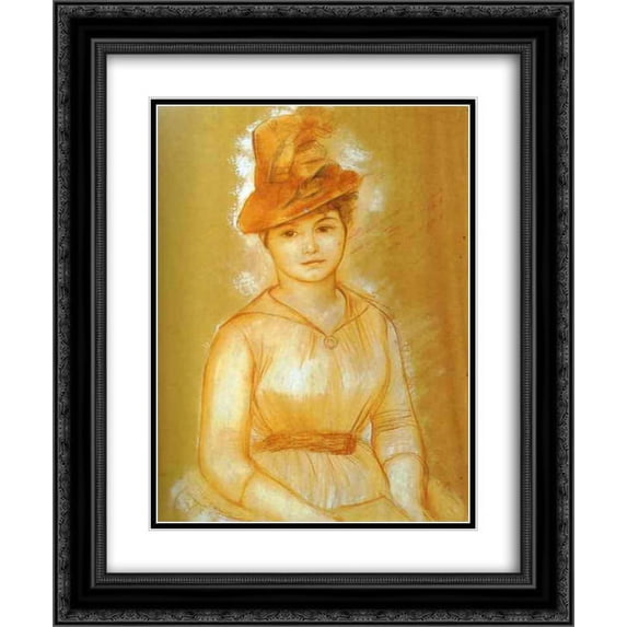 Pierre Auguste Renoir 2x Matted 20x24 Black Ornate Framed Art Print 'Portrait of a Woman'