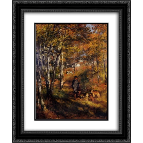 Pierre Auguste Renoir 2x Matted 20x24 Black Ornate Framed Art Print 'The Painter Jules Le Coeur Walking His Dogs in the Forest of Fontainebleau'