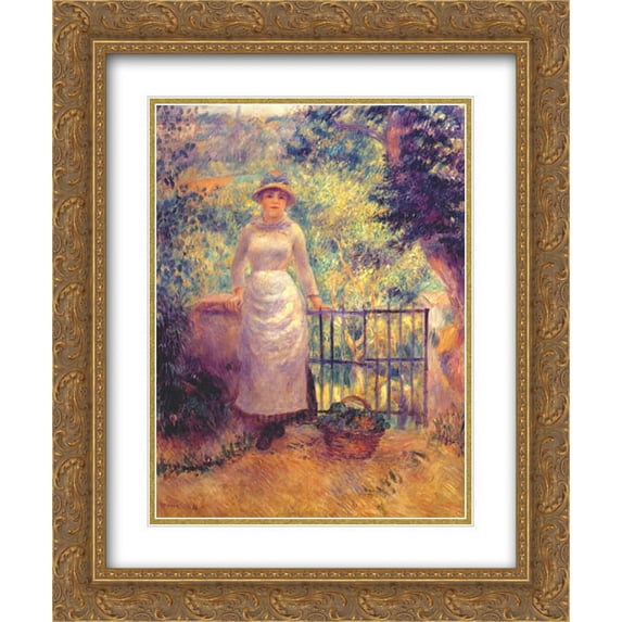 Pierre Auguste Renoir 2x Matted 20x24 Gold Ornate Framed Art Print 'Aline at the gate (girl in the garden)'