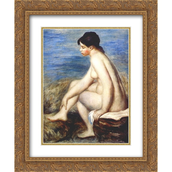 Pierre Auguste Renoir 2x Matted 20x24 Gold Ornate Framed Art Print 'Bather'