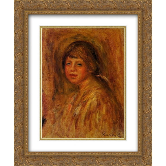 Pierre Auguste Renoir 2x Matted 20x24 Gold Ornate Framed Art Print 'Head of a Young Woman'