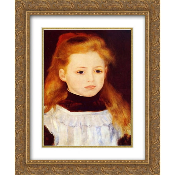 Pierre Auguste Renoir 2x Matted 20x24 Gold Ornate Framed Art Print 'Little Girl in a White Apron (Portrait of Lucie Berard)'