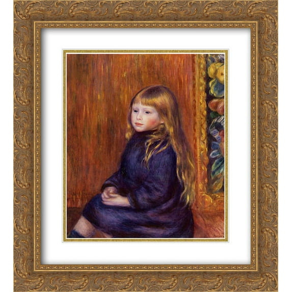 Pierre Auguste Renoir 2x Matted 20x24 Gold Ornate Framed Art Print 'Seated Child in a Blue Dress'