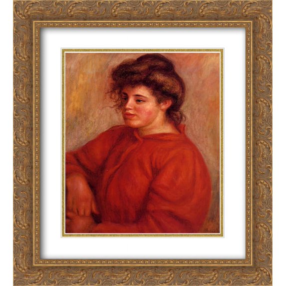 Pierre Auguste Renoir 2x Matted 20x24 Gold Ornate Framed Art Print 'Woman in a Red Blouse'