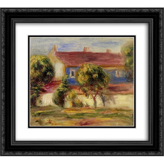 Pierre Auguste Renoir 2x Matted 22x20 Black Ornate Framed Art Print 'The Artist s House'