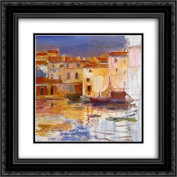 Pierre Auguste Renoir 2x Matted 22x20 Black Ornate Framed Art Print 'The Port of Martigues'