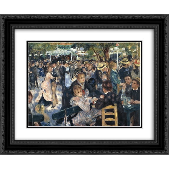 Pierre Auguste Renoir 2x Matted 24x20 Black Ornate Framed Art Print 'Dance at Moulin de la Galette'