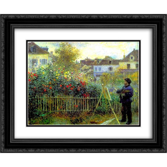 Pierre Auguste Renoir 2x Matted 24x20 Black Ornate Framed Art Print 'Monet painting in his garden at Argenteuil'