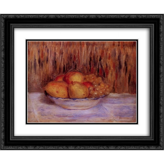 Pierre Auguste Renoir 2x Matted 24x20 Black Ornate Framed Art Print 'Still Life with Pears and Grapes'