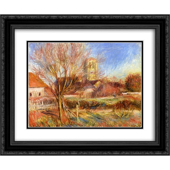 Pierre Auguste Renoir 2x Matted 24x20 Black Ornate Framed Art Print 'The Church at Essoyes'