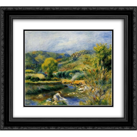 Pierre Auguste Renoir 2x Matted 24x20 Black Ornate Framed Art Print 'The Laundress'