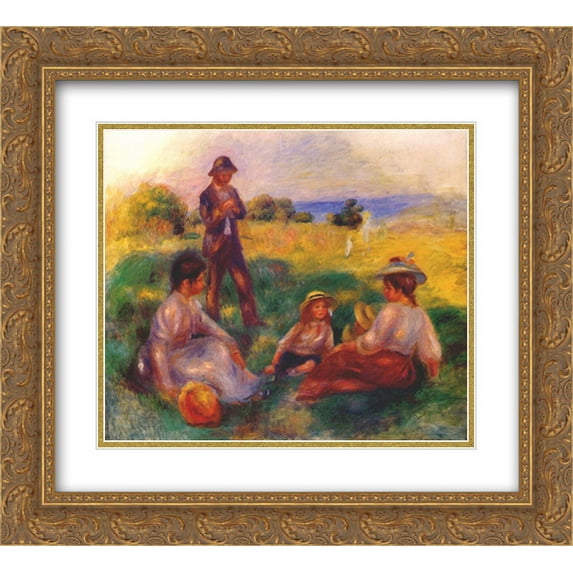 Pierre Auguste Renoir 2x Matted 24x20 Gold Ornate Framed Art Print 'Party in the Country at Berneval'