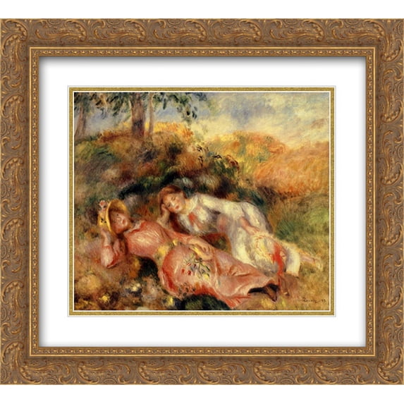 Pierre Auguste Renoir 2x Matted 24x20 Gold Ornate Framed Art Print 'Reclining Women'