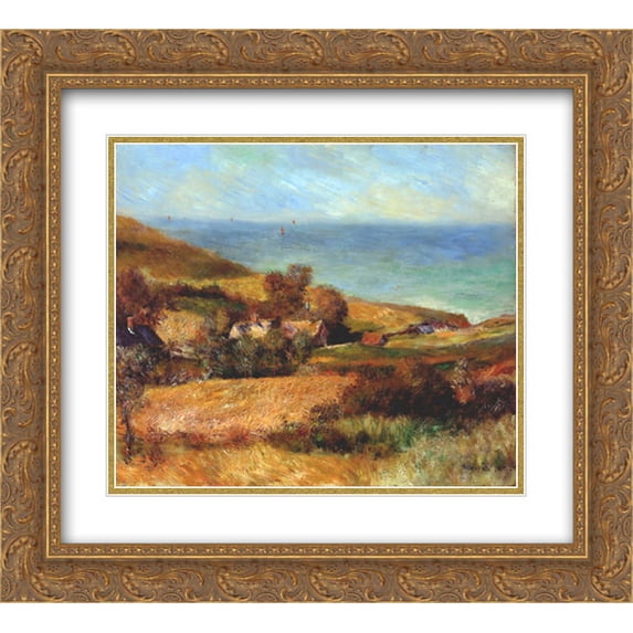 Pierre Auguste Renoir 2x Matted 24x20 Gold Ornate Framed Art Print 'View of the normandy coast near wargemont'