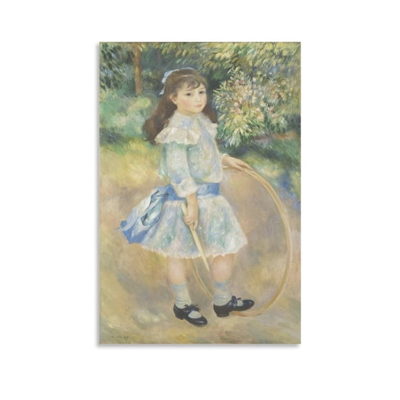 Pierre Auguste Renoir Print Painting Girl with A Hoop Canvas Poster Wall Art Picture Prints Hanging Photo Gift Decor Home Posters Artworks 24x36inch(60x90cm)
