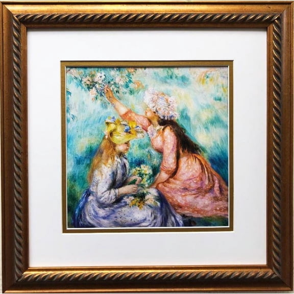 Pierre Auguste Renoir "Girls Picking Flowers in the Meadow" Framed Art Print Generic