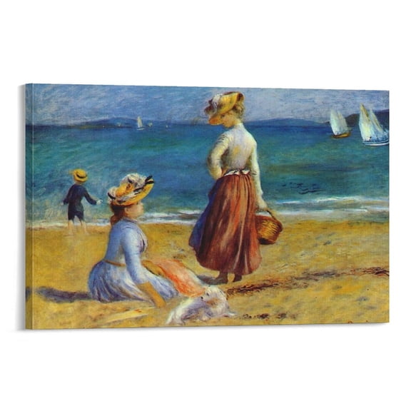 Pierre Auguste Renoir Print Painting Figures on The Beach Poster Decorative Painting Canvas Wall Art Living Room Posters Bedroom Painting 16x24inch(40x60cm)