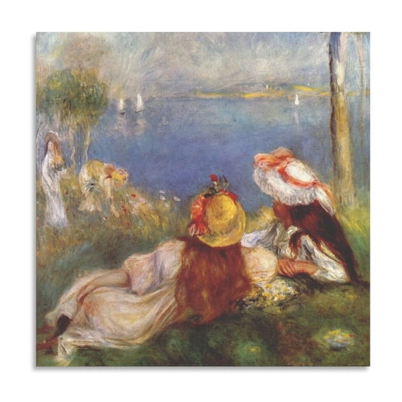 Pierre Auguste Renoir Print Painting Girls on The Seashore Canvas Wall Art Poster Decorative Bedroom Modern Home Print Picture Artworks Posters 16x16inch(40x40cm)