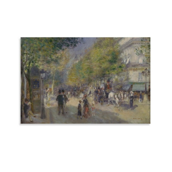 Pierre Auguste Renoir Print Painting The Great Boulevards Canvas Wall Art Prints Poster Gifts Photo Picture Painting Posters Room Decor Home Decorative 12x18inch(30x45cm)