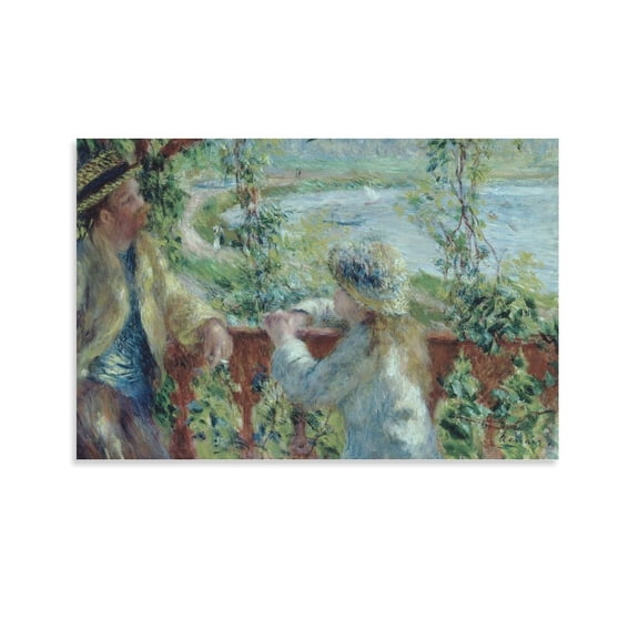 Pierre Auguste Renoir Print Painting By The Water (Near The Lake) Posters Art Print Wall Photo Paint Poster Hanging Picture Family Bedroom Decor Gift 16x24inch(40x60cm)