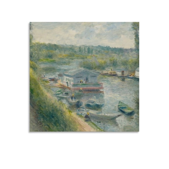 Pierre Auguste Renoir Wash-House Boat at Bas-Meudon Poster Decorative Painting Canvas Wall Art Living Room Posters Bedroom Painting 16x16inch(40x40cm)