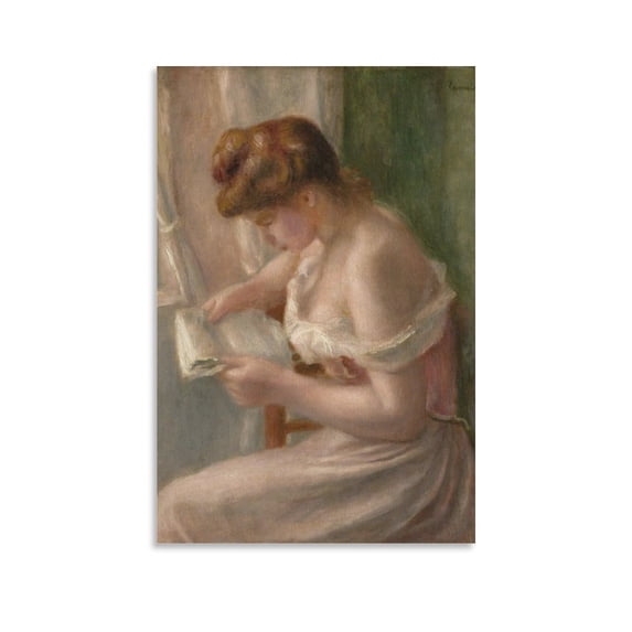 Pierre Auguste Renoir Woman Reading Poster Cool Artworks Painting Wall Art Canvas Prints Hanging Picture Home Decor Posters Gift 16x24inch(40x60cm)