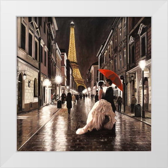 Pierre Benson 12x12 White Modern Wood Framed Museum Art Print Titled - Kissing in Paris