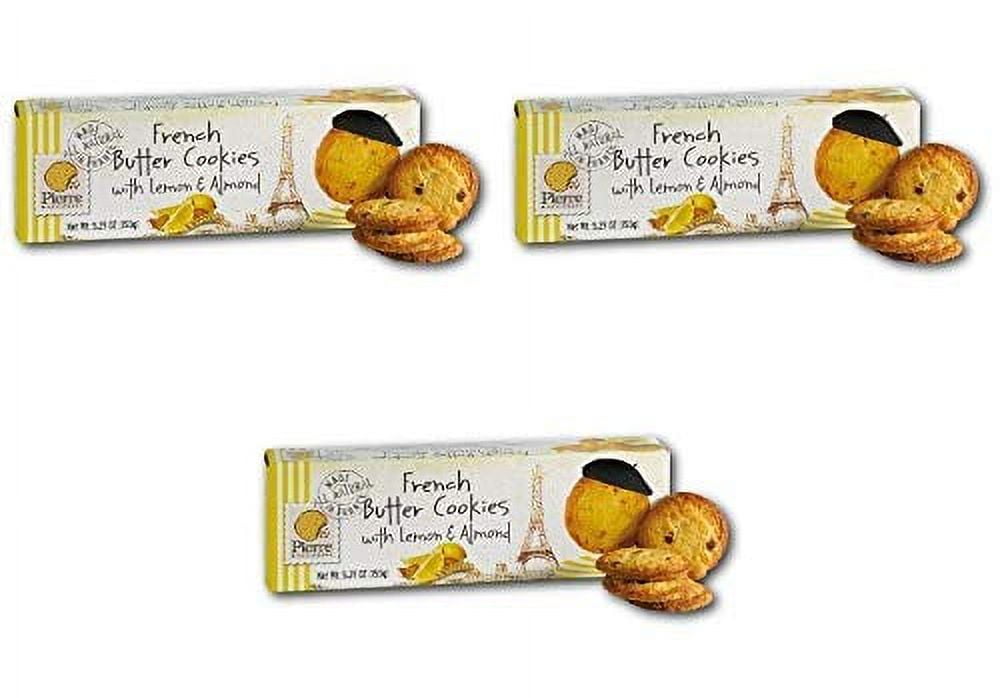 Pierre Biscuiterie French Butter Cookies with Lemon & Almond 5.29 Oz. Box (Pack of 3) Pack of 3