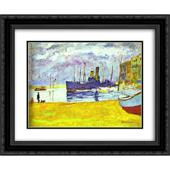 Pierre Bonnard 2x Matted 24x20 Black Ornate Framed Art Print 'The Port of Cannes'