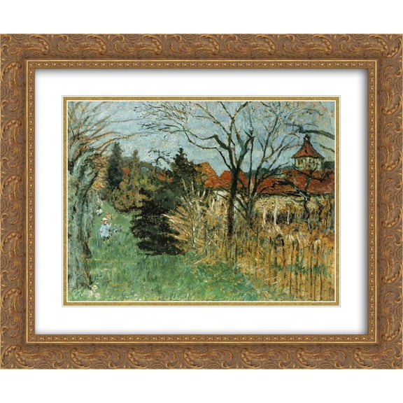 Pierre Bonnard 2x Matted 24x20 Gold Ornate Framed Art Print 'Girl with a Dog in the Park at Grand Lemps (also known as Dauphine)'