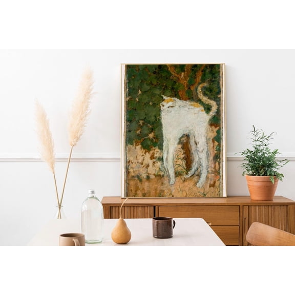 Pierre Bonnard - The White Cat. Giclee, Fine Art Posters, Cat Poster, Classic Wall Art, , Cat Art Poster, Unframed Canvas Size 12x18