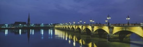 Pierre Bridge Bordeaux France Canvas Art - Panoramic Images (36 x 12)