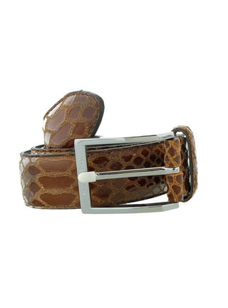 Pierre Cardin Brown Python Embossed Silver D-Ring Buckle