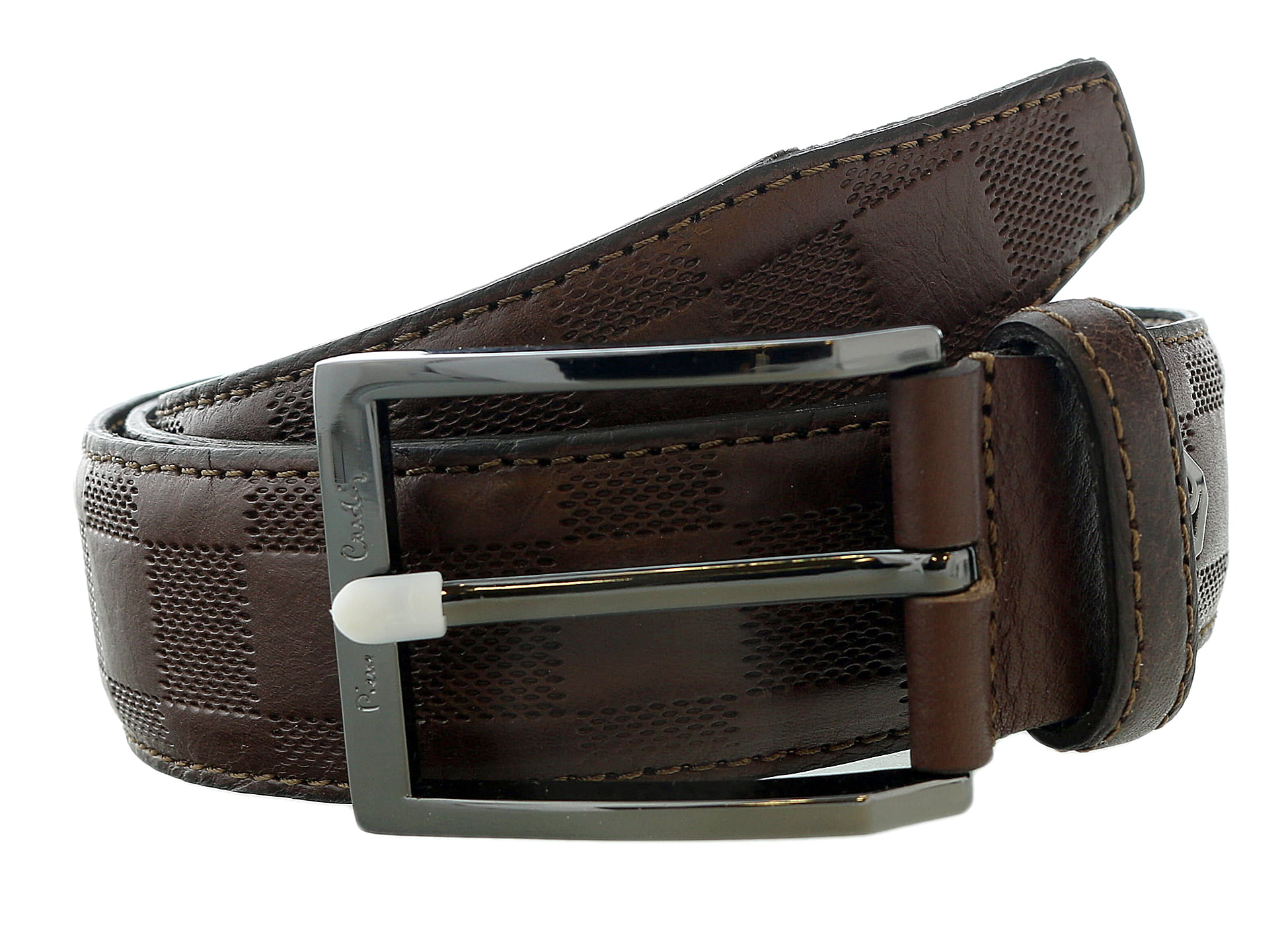 Pierre Cardin Brown Textured Checkered Classic Buckle Adjustable