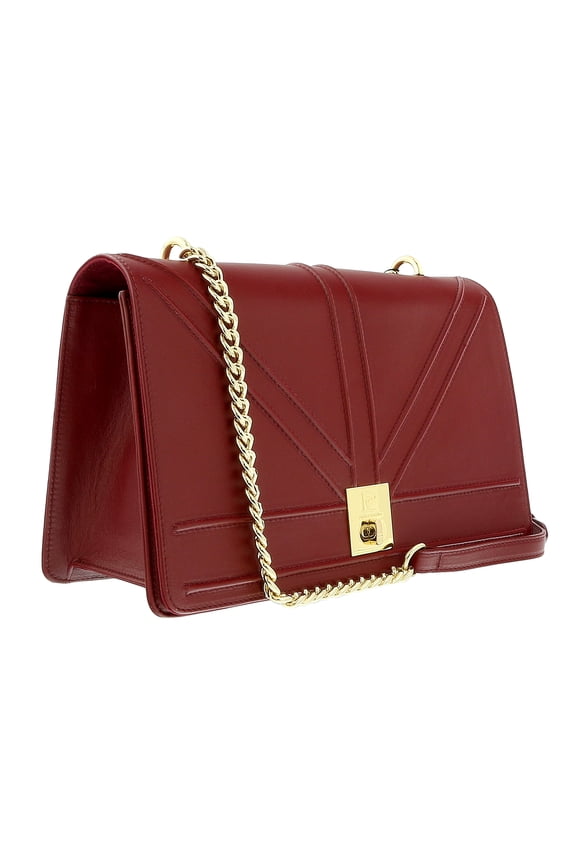 Burgundy Leather Medium Structured Shoulder Bag for womens