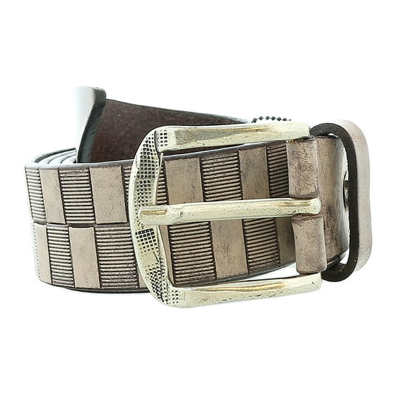 Pierre Cardin Distressed Brown Textured Classic Silver D-Ring Adjustable Belt Adjustable Mens Belt-40 for Mens