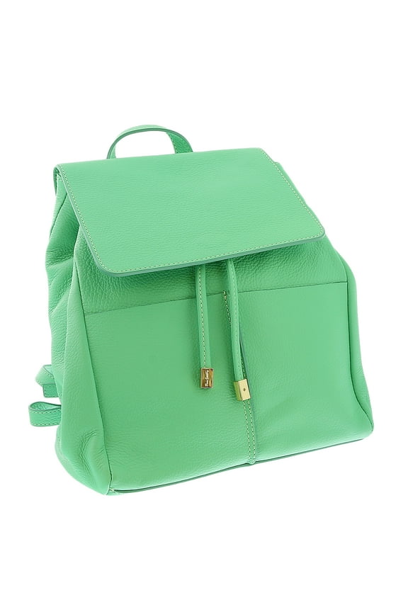 Green Leather Classic Medium Fashion Backpack for womens