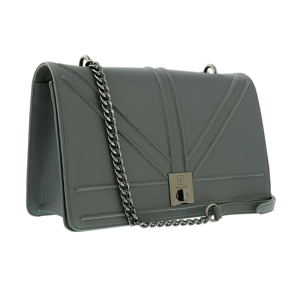 Pierre Cardin Grey Leather Medium Structured Shoulder Bag for Womens