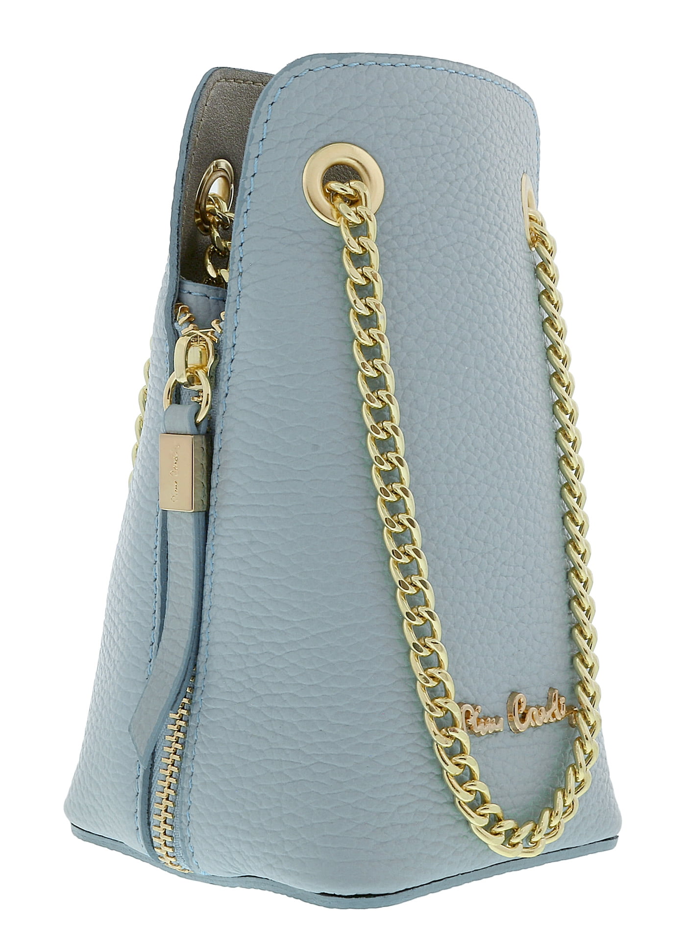 The Chain Link Leather Crossbody Blue