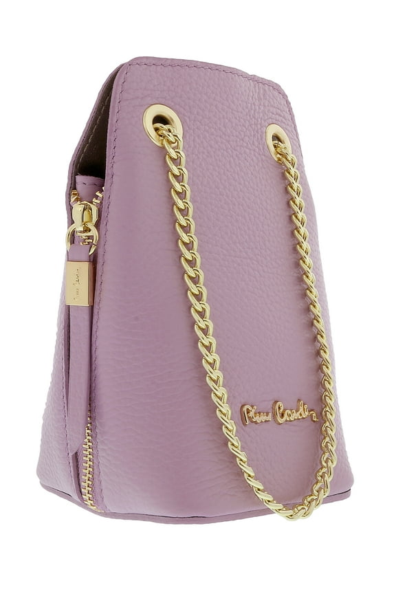 Lilac Leather Curved Structured Chain Crossbody Bag for Womens