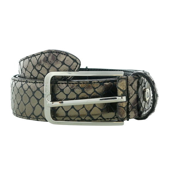 Pierre Cardin Metallic Grey Python Embossed Classic D-Ring Adjustable Belt Adjustable Mens Belt-36 for Mens
